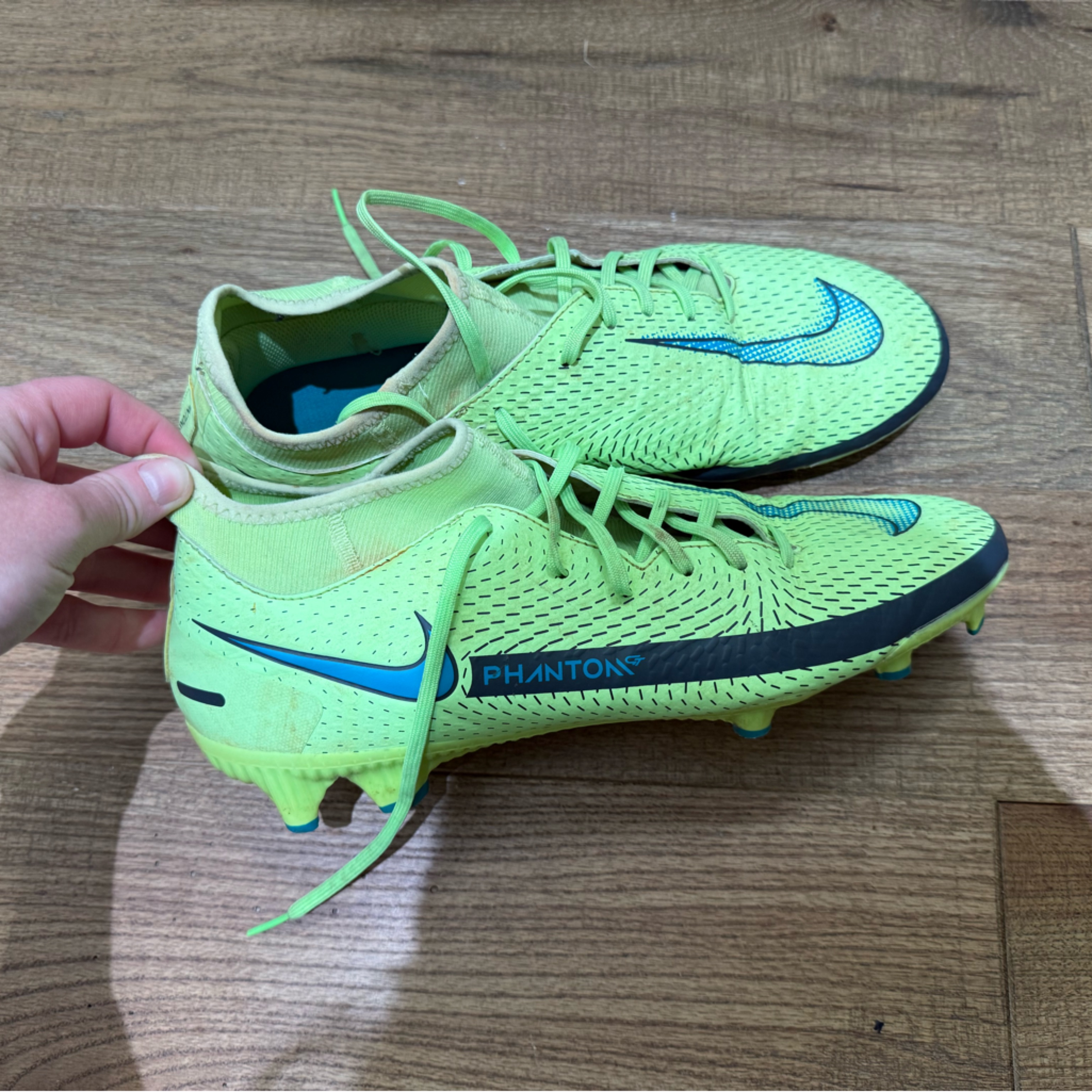 Nike Phantom Cleats In Bright Green And Teal